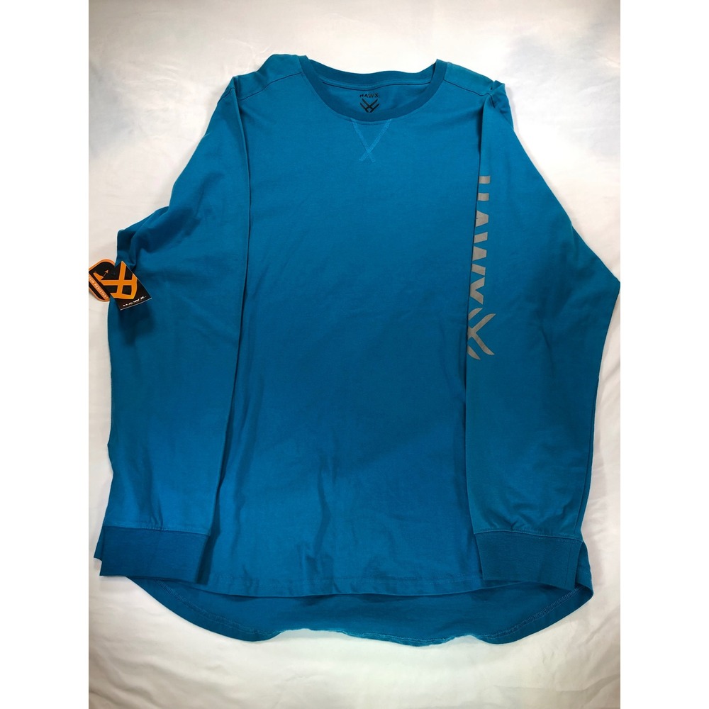 Hawx Work Gear Mens 2XL Blue Long Sleeve Stain Resistant‎ Cotton T-Shirt NWT
